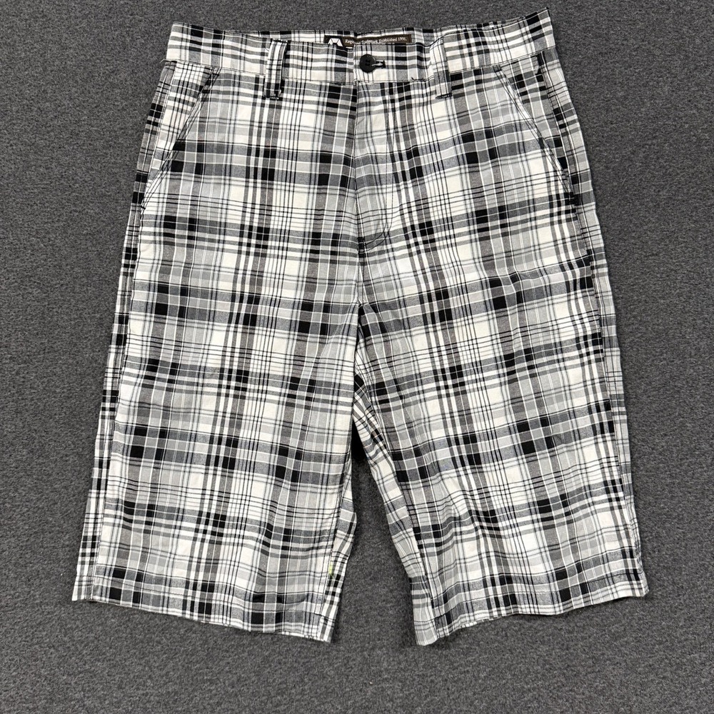 Vintage Southpole Plaid Shorts Mens 34 Black White Good Y2K Skater Streetwear - Picture 1 of 7